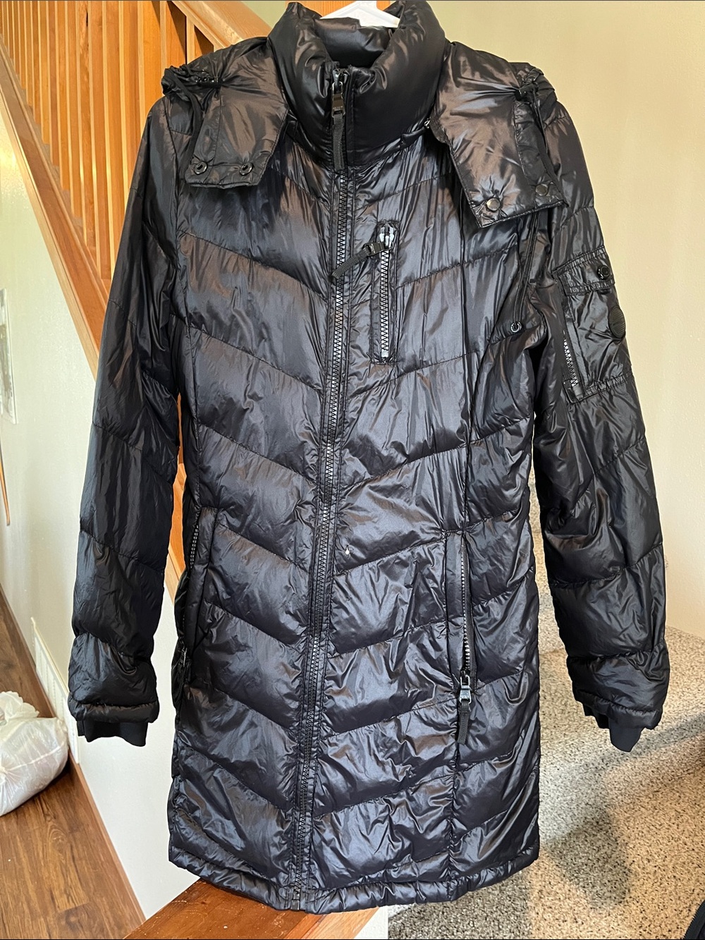 Black Women's Quilted Long Puffer Coat - Brand: